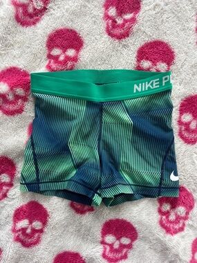 Nike Green & Blue Women's Performance Compression Shorts